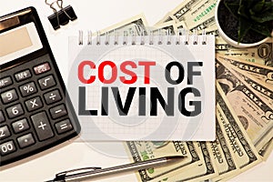 Word writing text Cost Of Living