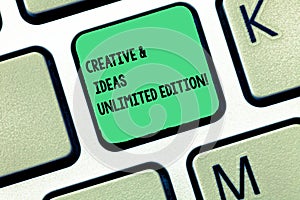 Word writing text Creative And Ideas Unlimited Edition. Business concept for Bright thinking limitless creativity