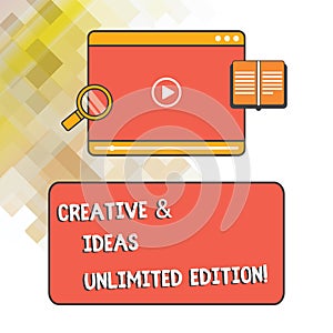 Word writing text Creative And Ideas Unlimited Edition. Business concept for Bright thinking limitless creativity Tablet Video