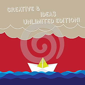 Word writing text Creative And Ideas Unlimited Edition. Business concept for Bright thinking limitless creativity Wave