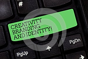 Word writing text Creativity Branding And Identity. Business concept for Marketing advertising design strategies