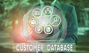 Word writing text Customer Database. Business concept for uptodate on customer information records and data.