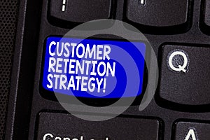 Word writing text Customer Retention Strategy. Business concept for Actions to retain as analysisy customers as possible