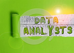 Word writing text Data Analysts. Business concept for Programmer Design and Create Report Identifies patterns.