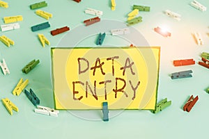Word writing text Data Entry. Business concept for process of inputting data or information into the computer Colored