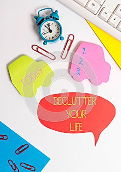 Word writing text De Clutter Your Life. Business concept for remove unnecessary items from untidy or overcrowded places