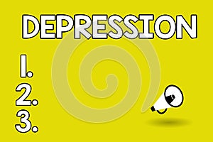 Word writing text Depression. Business concept for Feelings of severe despondency and dejection Mood disorder