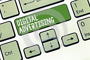 Word writing text Digital Advertising. Business concept for Online Marketing Deliver Promotional Messages Campaign