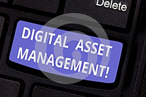 Word writing text Digital Asset Management. Business concept for Business processes for analysisaging digital accounts Keyboard
