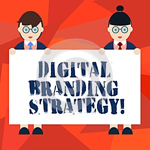 Word writing text Digital Branding Strategy. Business concept for develop a brand over a range of digital venues Male and Female