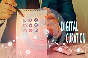 Word writing text Digital Curation. Business concept for maintenance collection and archiving of digital assets. photo