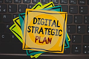 Word writing text Digital Strategic Plan. Business concept for creat schedule for marketing product or brand Multiple colour stick