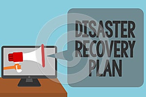 Word writing text Disaster Recovery Plan. Business concept for having backup measures against dangerous situation Alarming convey