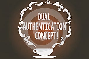 Word writing text Dual Authentication Concept. Business concept for Need two types of credentials for authentication Cup and