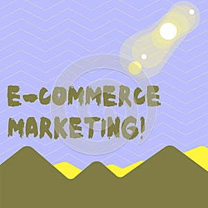 Word writing text E Commerce Marketing. Business concept for business that sells product or service electronically View