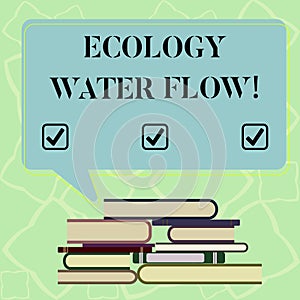 Word writing text Ecology Water Flow. Business concept for system for analysisaging quantity timing and quality of water