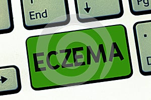 Word writing text Eczema. Business concept for Skin condition marked by itchy and inflamed patches Atopic dermatitis