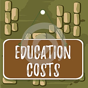 Word writing text Education Costs. Business concept for amounts paid for tuition fees and other related expenses Colored memo