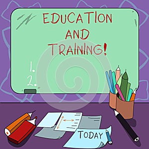 Word writing text Education And Training. Business concept for acquisition of knowledge and skills thru training Mounted Blank