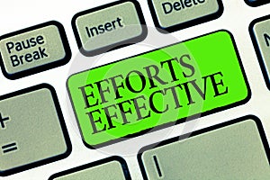 Word writing text Efforts Effective. Business concept for Produces the results as per desired Goal Target Achieve