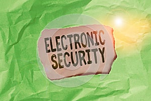 Word writing text Electronic Security. Business concept for electronic equipment that perform security operations Green