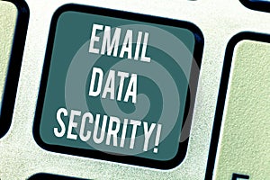Word writing text Email Data Security. Business concept for collective measures used to secure access and content