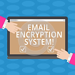 Word writing text Email Encryption System. Business concept for Authentication mechanism of an email message Hu analysis