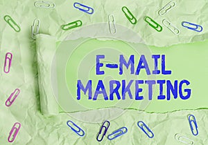 Word writing text Email Marketing. Business concept for Sending a commercial message to a group of showing using mail