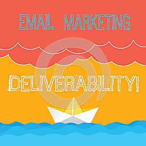 Word writing text Email Marketing Deliverability. Business concept for Ability to deliver emails to subscribers Wave