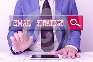 Word writing text Email Strategy. Business concept for marketing way to reach consumers via direct electronic mail