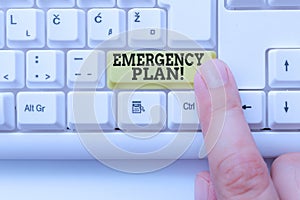 Word writing text Emergency Plan. Business concept for actions developed to mitigate damage of potential events White pc