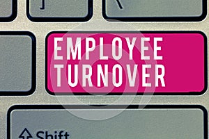 Word writing text Employee Turnover. Business concept for Number or percentage of workers who leave an organization