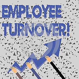 Word writing text Employee Turnover. Business concept for the percentage of workers who leave an organization Three
