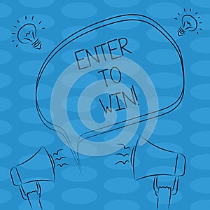 Word writing text Enter To Win. Business concept for Sweepstakes Trying the luck to earn the big prize Lottery Freehand Outline