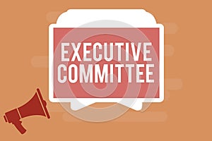 Word writing text Executive Committee. Business concept for Group of Directors appointed Has Authority in Decisions