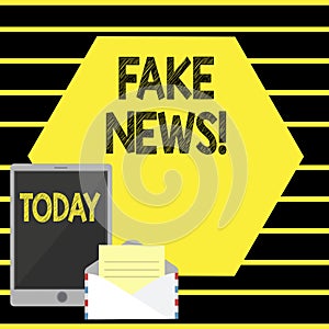 Word writing text Fake News. Business concept for False Unsubstantiated Information Hoax.