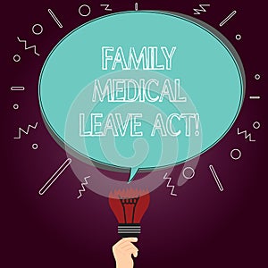 Word writing text Family Medical Leave Act. Business concept for FMLA labor law covering employees and families Blank