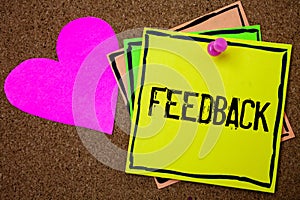 Word writing text Feedback. Business concept for Customer Review Opinion Reaction Evaluation Give a response back Cork background
