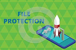 Word writing text File Protection. Business concept for Preventing accidental erasing of data using storage medium Ready