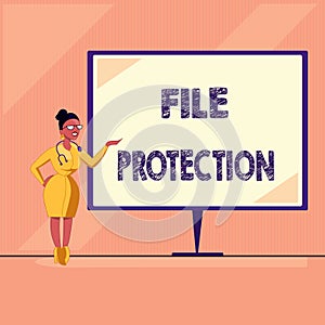 Word writing text File Protection. Business concept for Preventing accidental erasing of data using storage medium