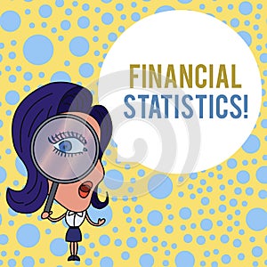 Word writing text Financial Statistics. Business concept for Comprehensive Set of Stock and Flow Data of a company Woman