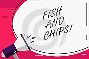 Word writing text Fish And Chips. Business concept for Seafood with fries typical food form United Kingdom.