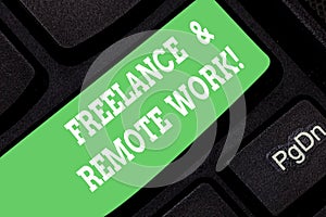 Word writing text Freelance And Remote Work. Business concept for Independent working modern online type of job Keyboard