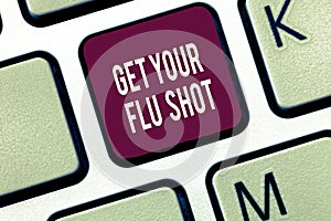Word writing text Get Your Flu Shot. Business concept for Acquire the vaccine to protect against influenza