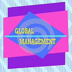 Word writing text Global Management. Business concept for way an organization analysis its business internationally Asymmetrical