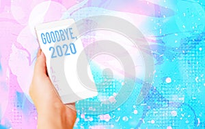 Word writing text Goodbye 2020. Business concept for New Year Eve Milestone Last Month Celebration Transition Modern photo