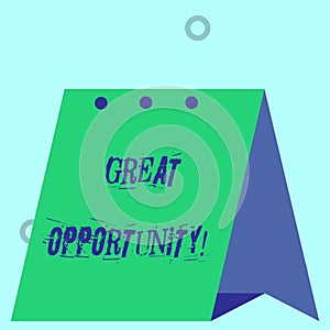 Word writing text Great Opportunity. Business concept for an appropriate or favorable time or occasion to venture Modern