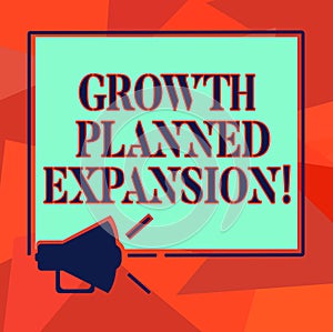 Word writing text Growth Planned Expansion. Business concept for exposing the business to a wider customers Megaphone