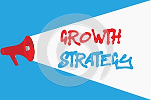 Word writing text Growth Strategy. Business concept for Strategy aimed at winning larger market share in shortterm