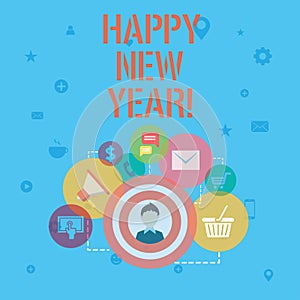 Word writing text Happy New Year. Business concept for Greeting Celebrating Holiday Fresh Start Best wishes.